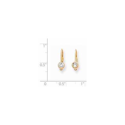 14k Yellow Gold AA Quality Real Diamond Leverback Earrings