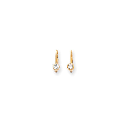 14k Yellow Gold AA Quality Real Diamond Leverback Earrings