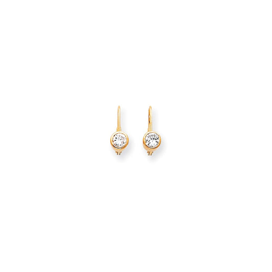 14k Yellow Gold 4.5mm Cubic Zirconia leverback Earrings