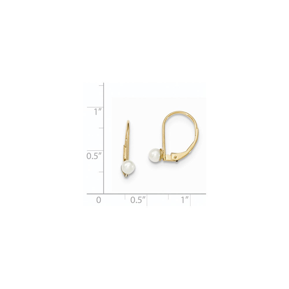 14k Yellow Gold FW Cultured Pearl Leverback Earrings
