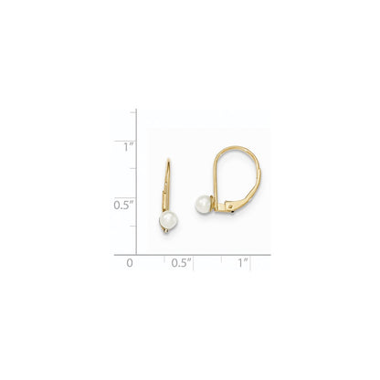 14k Yellow Gold FW Cultured Pearl Leverback Earrings