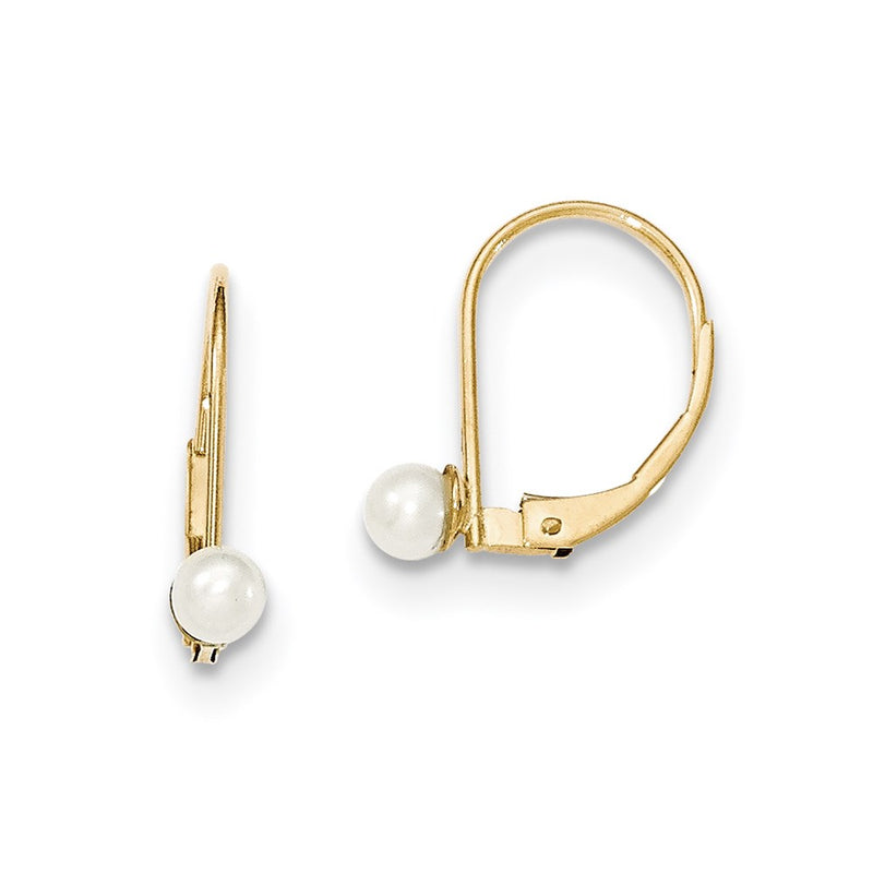 14k Yellow Gold FW Cultured Pearl Leverback Earrings