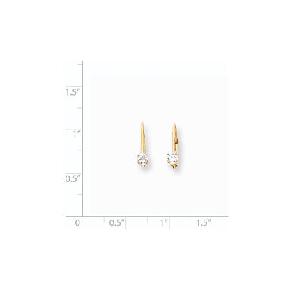 14k Yellow Gold Cubic Zirconia Leverback Earrings