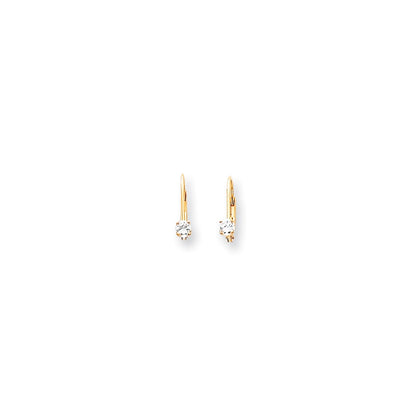 14k Yellow Gold Cubic Zirconia Leverback Earrings