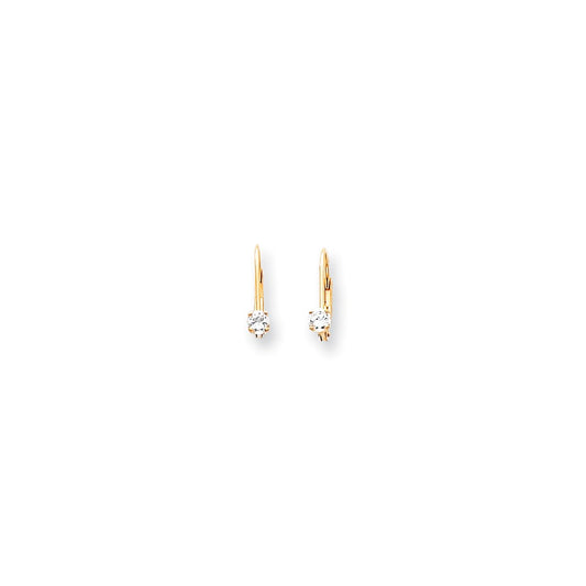 14k Yellow Gold Cubic Zirconia Leverback Earrings