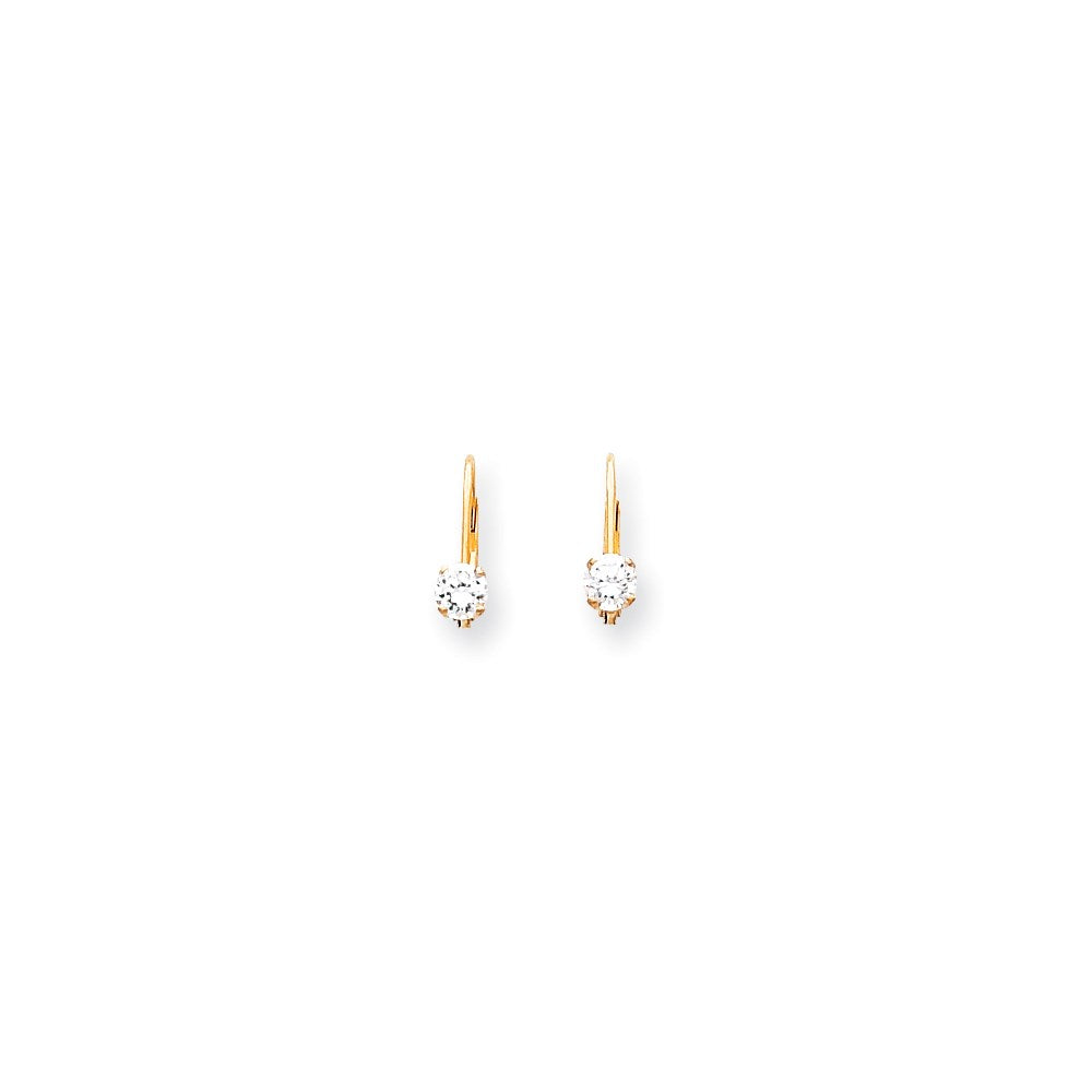14k Yellow Gold AAA Real Diamond leverback Earrings