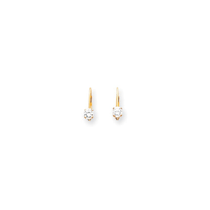 14k Yellow Gold Real Diamond leverback Earrings