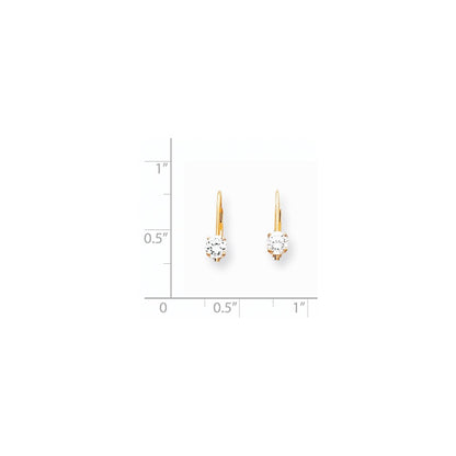 14k Yellow Gold 4mm Cubic Zirconia Leverback Earrings