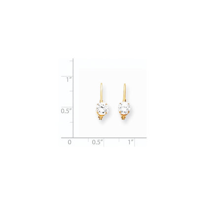 14k Yellow Gold 5mm Cubic Zirconia Leverback Earrings