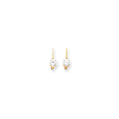 14k Yellow Gold 5mm Cubic Zirconia Leverback Earrings