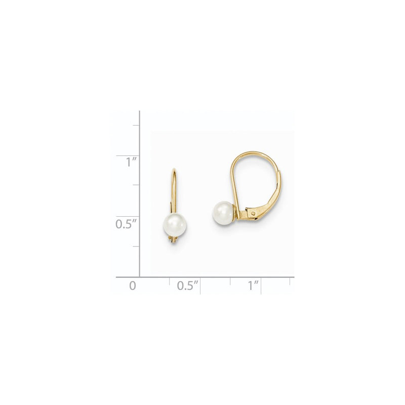 14k Yellow Gold 4.5mm FW Cultured Pearl Leverback Earrings