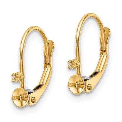 14k Yellow Gold 5mm FW Cultured Pearl VS Real Diamond Leverback Earring