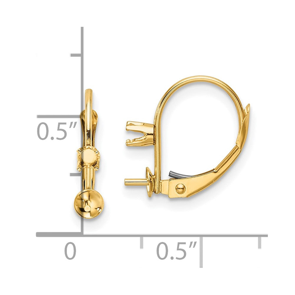 14k Yellow Gold 6mm FW Cultured Pearl AAA Real Diamond Leverback Earring
