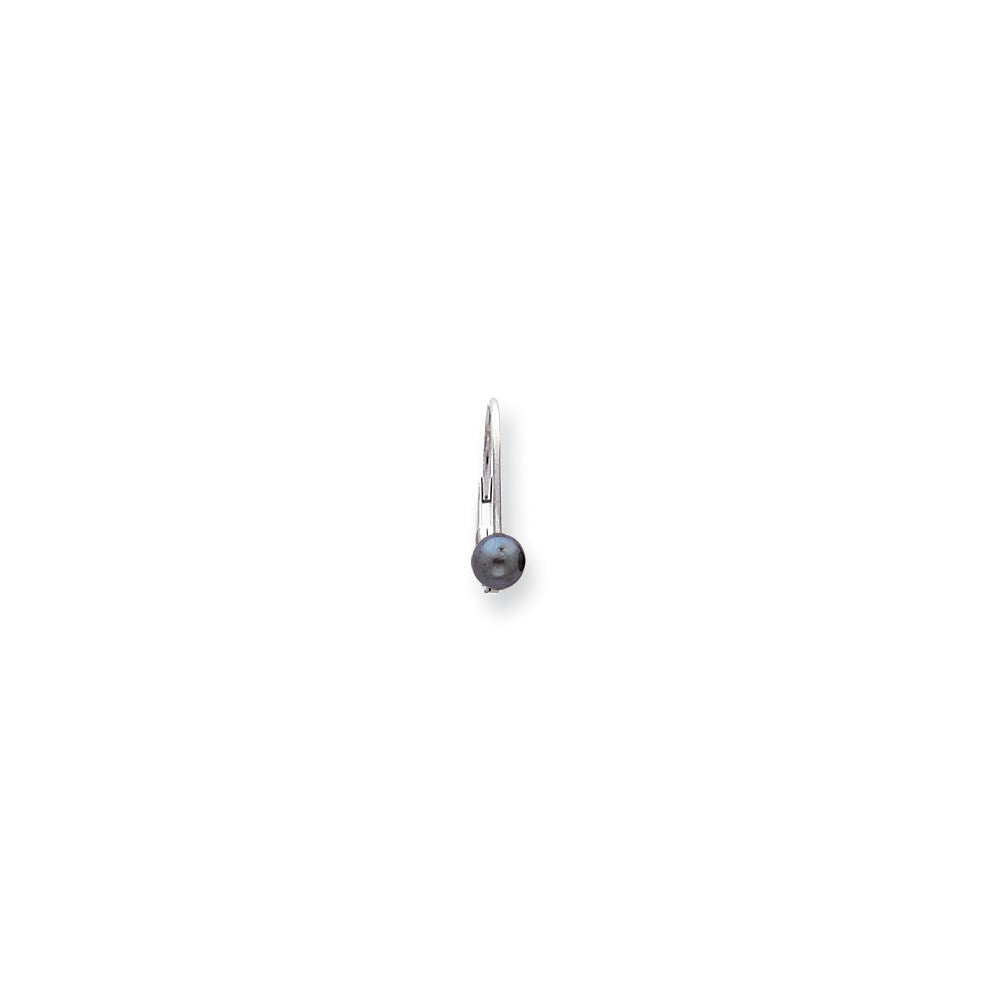 14k Yellow Gold Black FW Cultured Pearl Real Diamond leverback Earringss