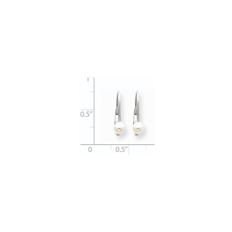 14k White Gold 4.5mm FW Cultured Pearl Leverback Earrings