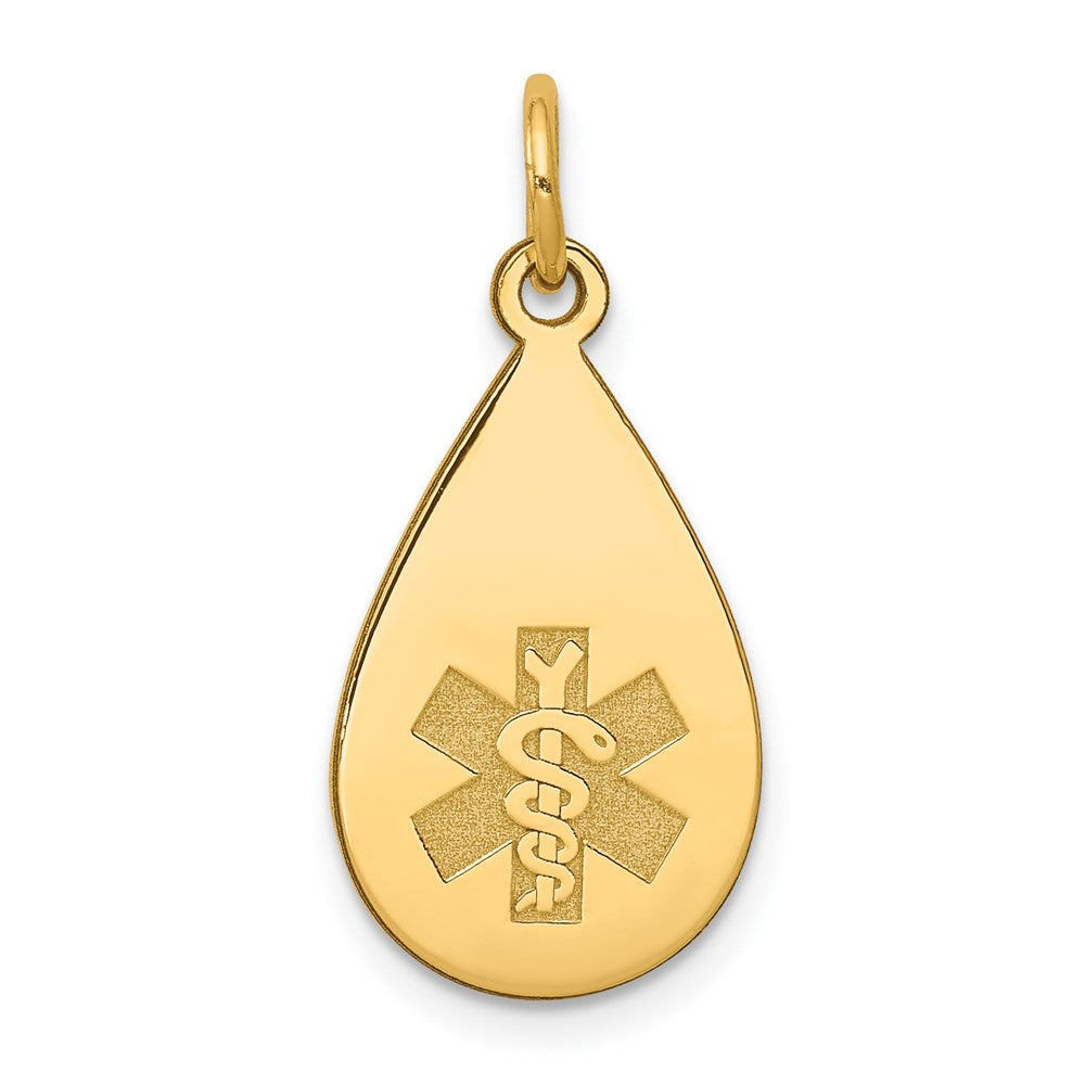 14k Yellow Gold Medical Jewelry Unenameled Pendant