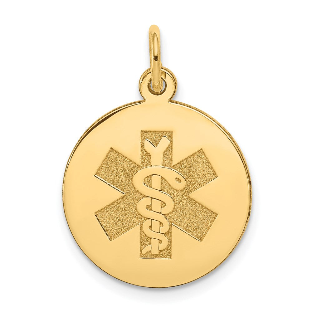 14k Yellow Gold Medical Jewelry Unenameled Pendant