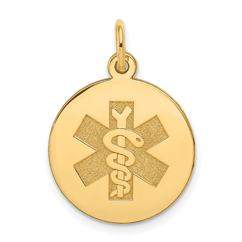 14k Yellow Gold Medical Jewelry Unenameled Pendant