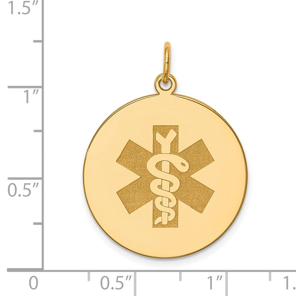14k Yellow Gold Non-enameled Medical Jewelry Pendant