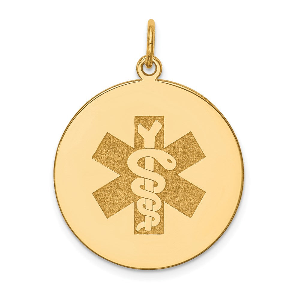 14k Yellow Gold Non-enameled Medical Jewelry Pendant