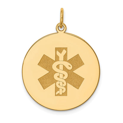 14k Yellow Gold Non-enameled Medical Jewelry Pendant