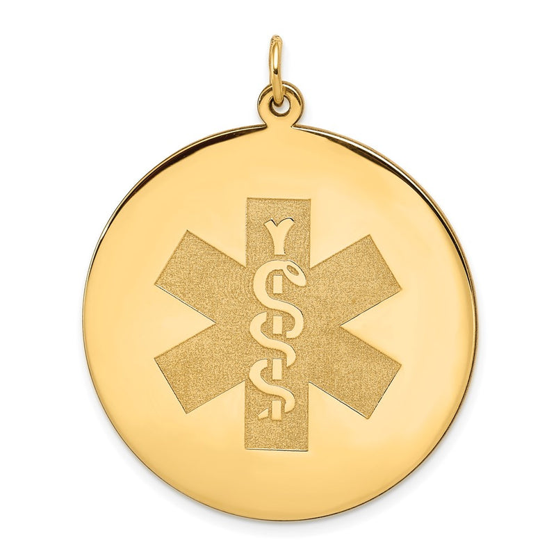 14k Yellow Gold Medical Jewelry Unenameled Pendant