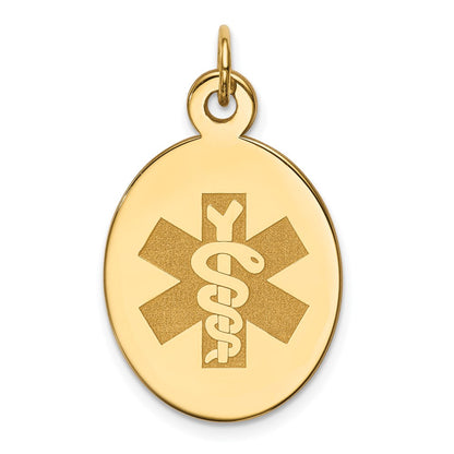 14k Yellow Gold Non-enameled Medical Jewelry Pendant