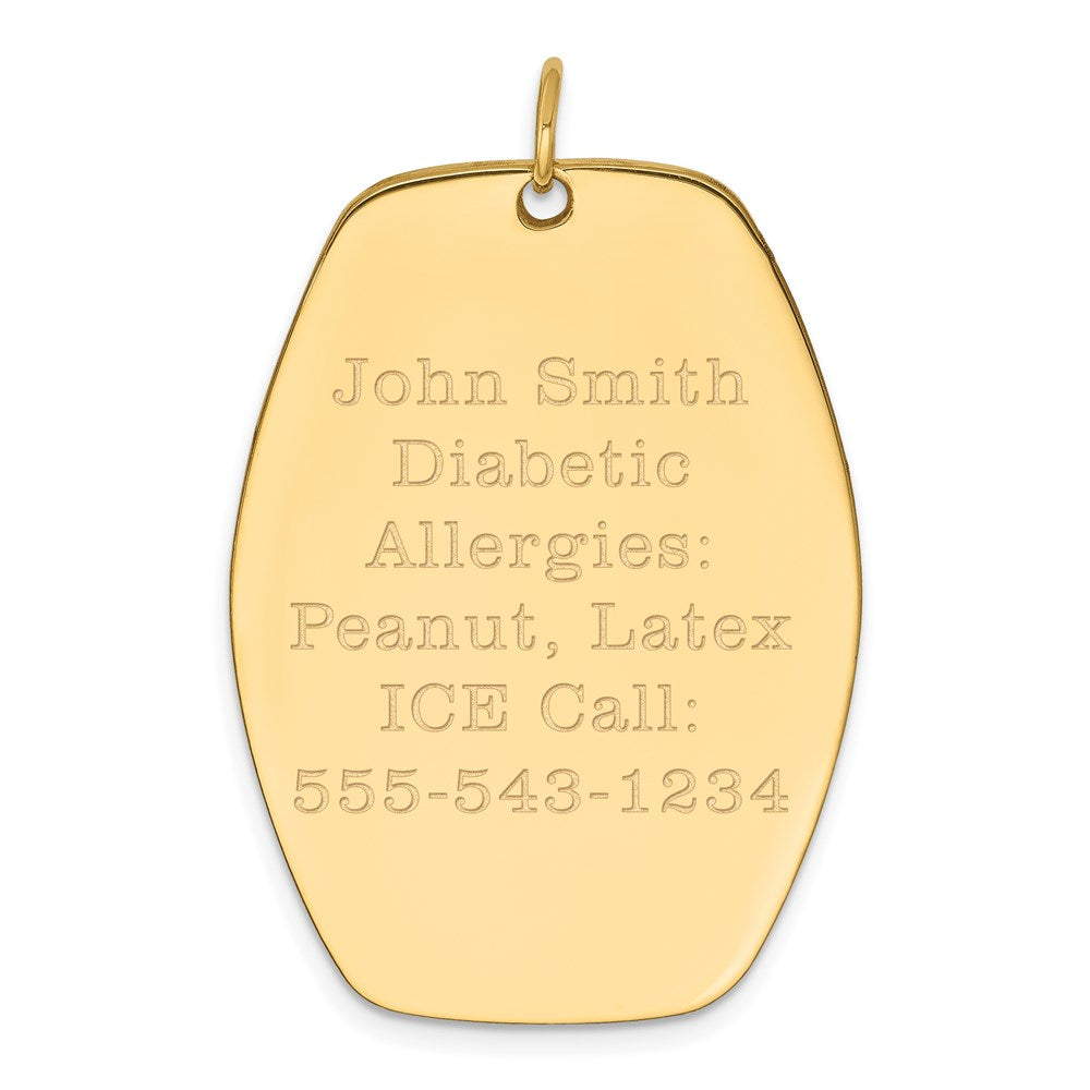 14k Yellow Gold Red Enamel Medical Jewelry Pendant