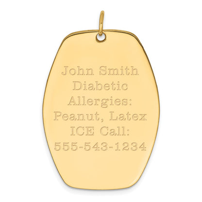 14k Yellow Gold Red Enamel Medical Jewelry Pendant