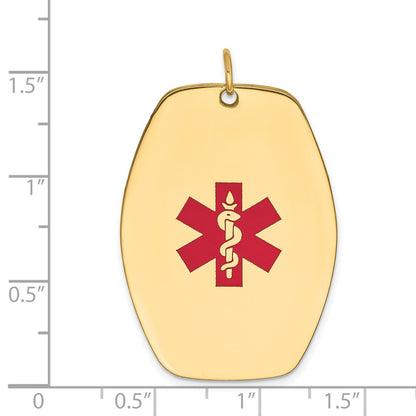 14k Yellow Gold Red Enamel Medical Jewelry Pendant