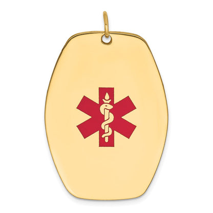 14k Yellow Gold Red Enamel Medical Jewelry Pendant