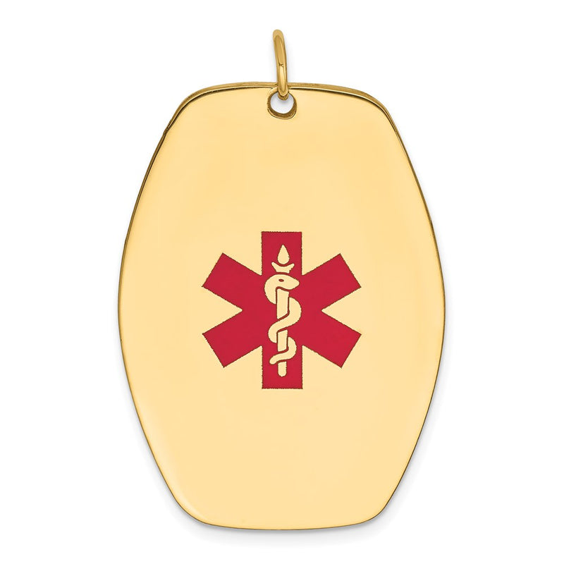 14k Yellow Gold Red Enamel Medical Jewelry Pendant