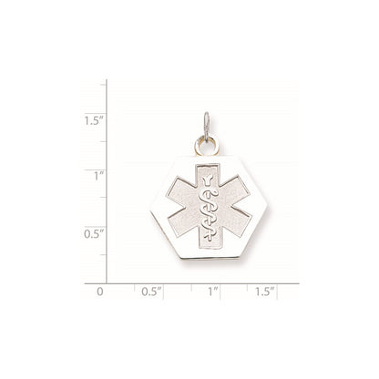 14k White Goldw Non-enameled Medical Jewelry Pendant