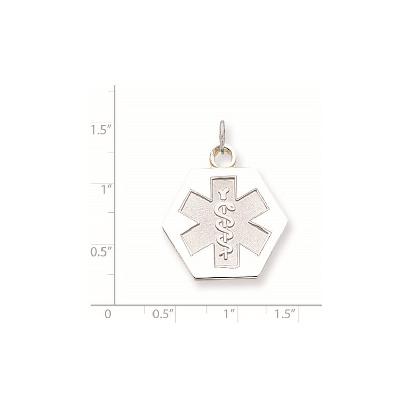 14k White Goldw Non-enameled Medical Jewelry Pendant
