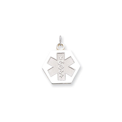 14k White Goldw Non-enameled Medical Jewelry Pendant