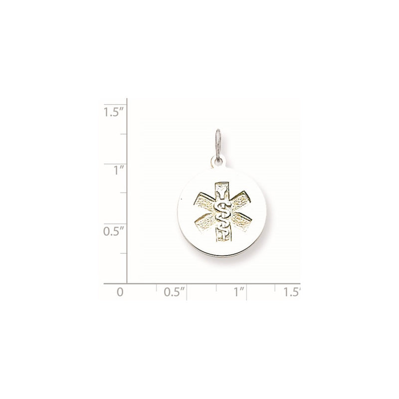 14k White Goldw Non-enameled Medical Jewelry Pendant
