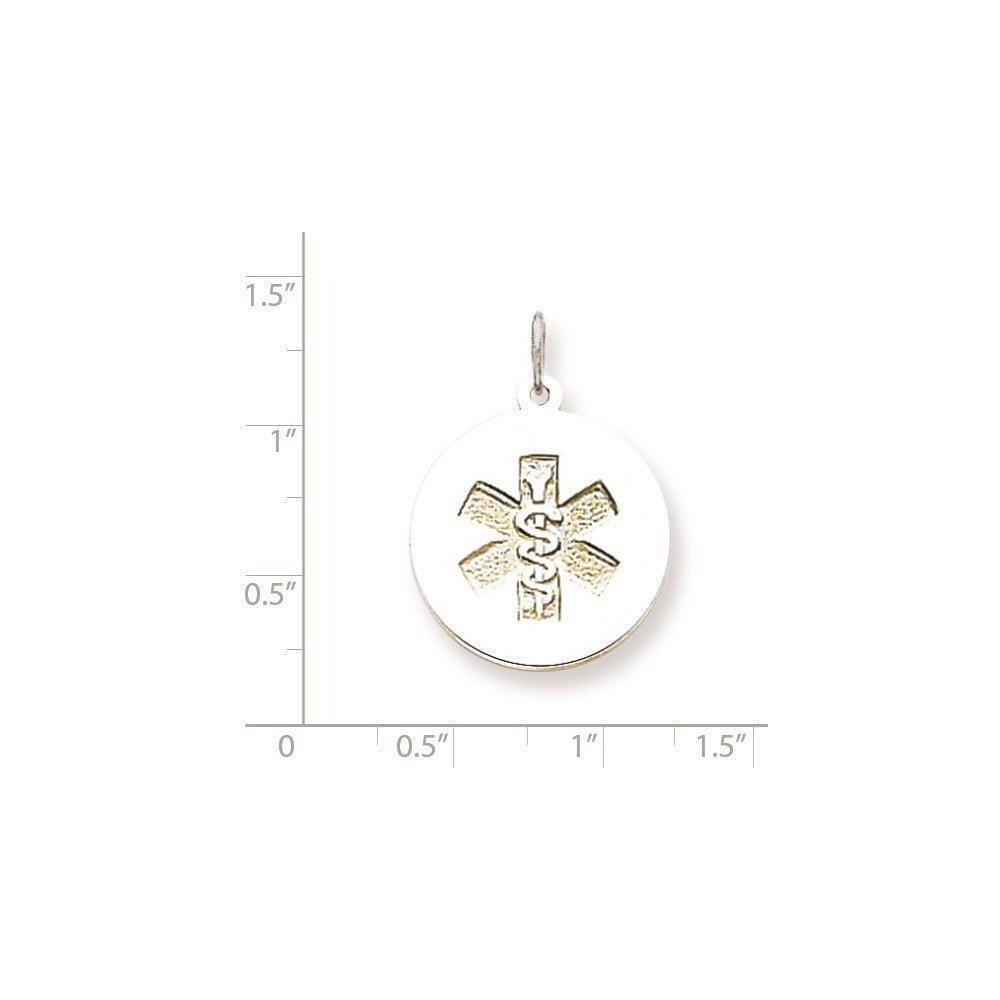14k White Goldw Non-enameled Medical Jewelry Pendant