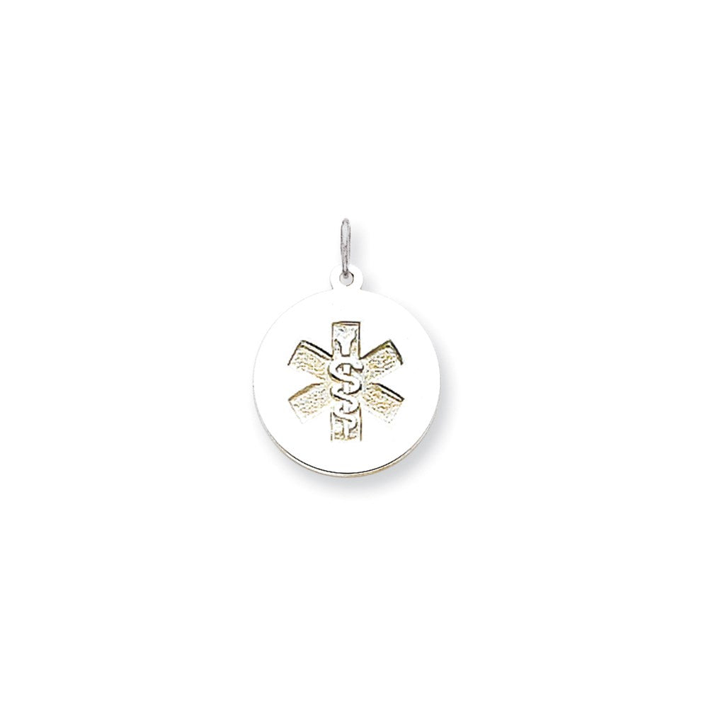 14k White Goldw Non-enameled Medical Jewelry Pendant