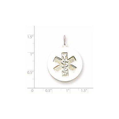14k White Goldw Non-enameled Medical Jewelry Pendant