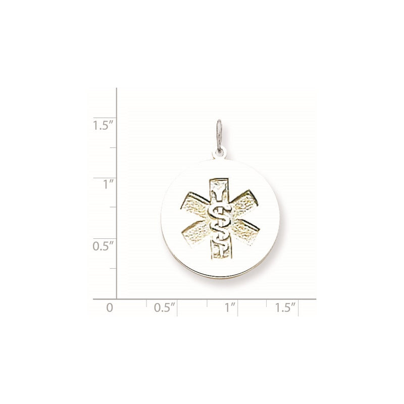 14k White Goldw Non-enameled Medical Jewelry Pendant