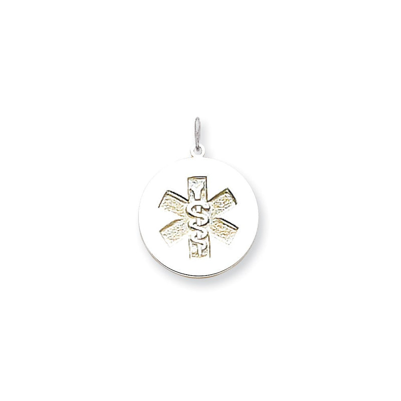 14k White Goldw Non-enameled Medical Jewelry Pendant