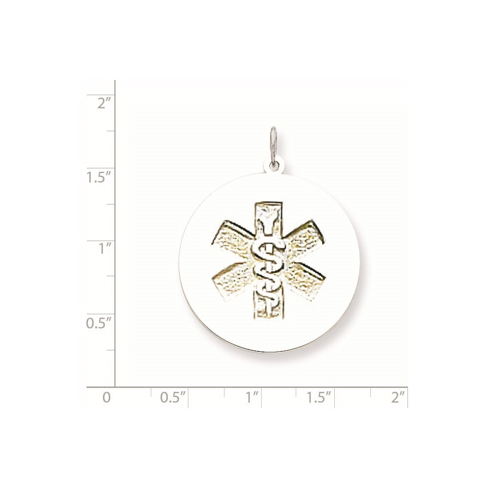 14k White Goldw Non-enameled Medical Jewelry Pendant