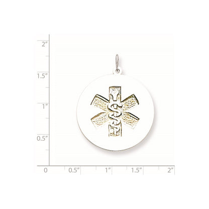 14k White Goldw Non-enameled Medical Jewelry Pendant