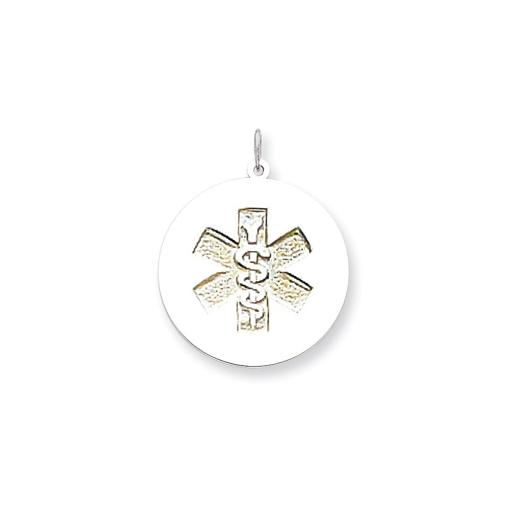 14k White Goldw Non-enameled Medical Jewelry Pendant