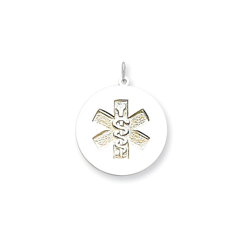 14k White Goldw Non-enameled Medical Jewelry Pendant