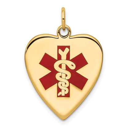 14k Yellow Gold Heart-Shaped Enameled Medical Jewelry Pendant