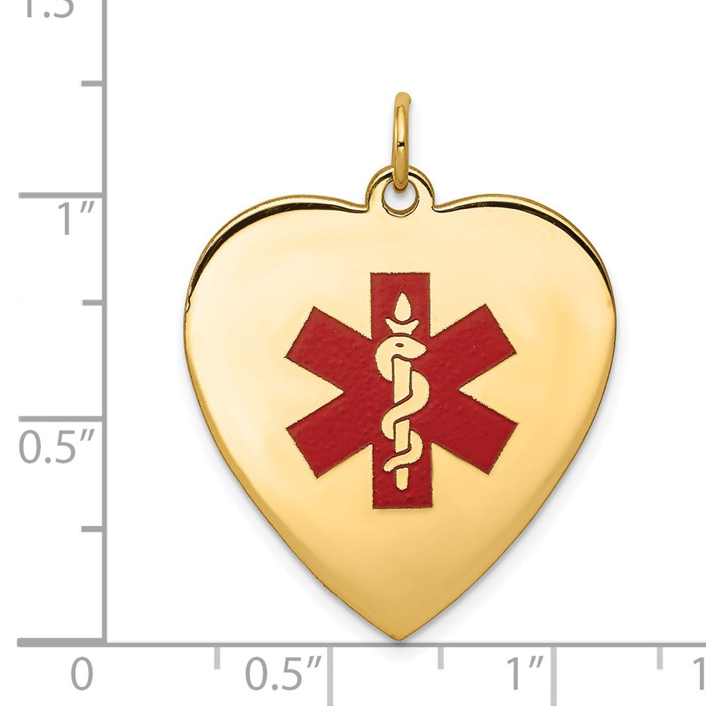 14k Yellow Gold Heart-Shaped Enameled Medical Jewelry Pendant