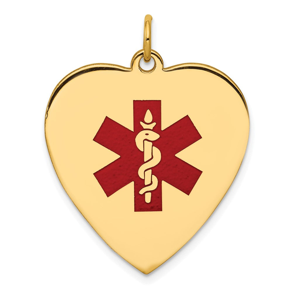 14k Yellow Gold Heart-Shaped Enameled Medical Jewelry Pendant