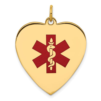 14k Yellow Gold Heart-Shaped Enameled Medical Jewelry Pendant