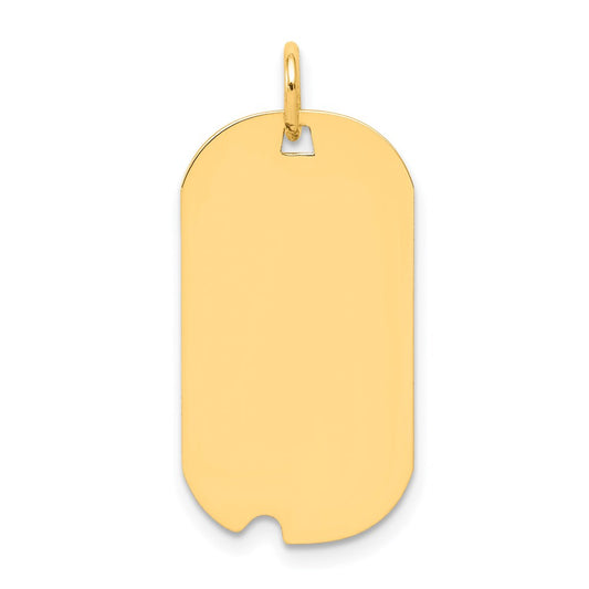14k Yellow Gold Plain .027 Gauge Engravable Dog Tag w/Notch Disc Charm